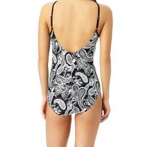 Liz Claiborne Black and White Paisley One-Piece Swimsuit